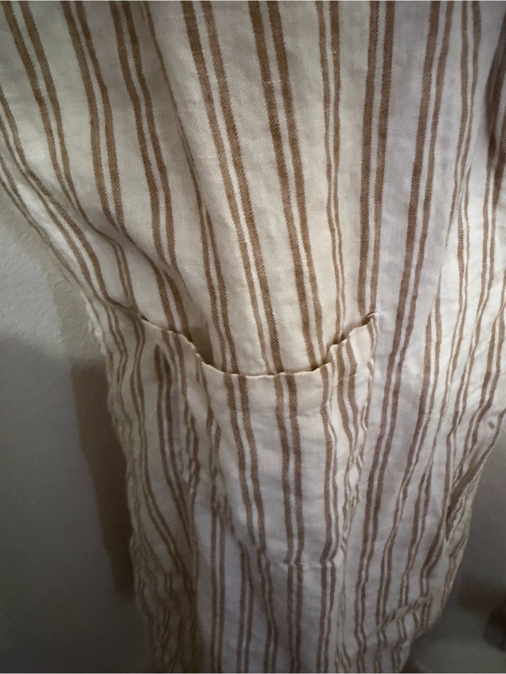 Rita Row Arashi Striped V-Neck Wrap 100% Organic Cotton Dress in Cream & Tab - S - Picture 9 of 12
